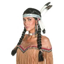 Parrucca Indiana Apache Donna - Western - Nero - Taglia Unica