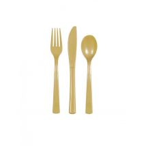 Confezione Di Posate In Plastica Dorate - Happy Birthday Noir Et Or - Oro - Taglia Unica