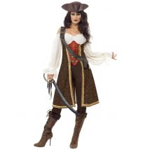 Costume Pirata Marrone Donna - Pirati - Marrone - S