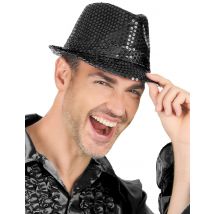 Cappello Paillettes Nero Adulto - Disco - Nero - Taglia Unica