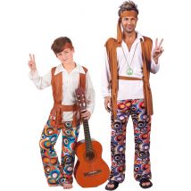 Costume Coppia Hippy Padre E Figlio - Travestimenti Genitori / Bambini - Marrone - Taglia Unica