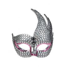Maschera Veneziana Brillante Argentata - Accessori Carnevale - Argento - Taglia Unica