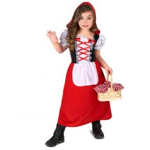 Costume Da Cappuccetto Rosso Con Laccetti Per Bambina - Personaggi Delle Fiabe - Rosso - S 4-6 anni (110-120 cm)