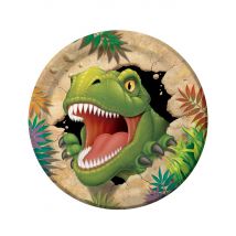 8 Piatti Cartone Dinosauro - Animali - Multicolore - Taglia Unica