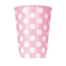 6 Bicchieri Rosa A Pois Bianchi In Cartone 354 Ml - Anni '50 - Rosa - Taglia Unica