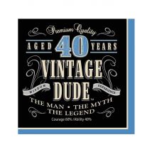 16 Tovagliolini Di Carta Compleanno Vintage 40 Anni - Decorazione Atmosfera Compleanno - Nero - Taglia Unica