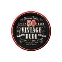 8 Piattini Di Carta Compleanno Vintage 50 Anni - Decorazione Atmosfera Compleanno - Rosso - Taglia Unica