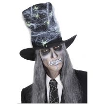 Cappello A Cilindro Con Ragnatele E Ragni Halloween - Chapeaux Homme Halloween - Nero - Taglia Unica