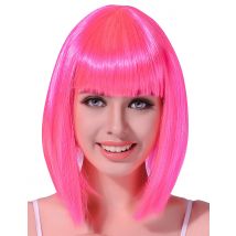 Parrucca Rosa Fluo Liscia Donna - Accessori Carnevale - Fluo - Taglia Unica