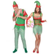 Travestimento Coppia Folletti Natale Adulti - Personaggi Di Natale - Verde - Taglia Unica