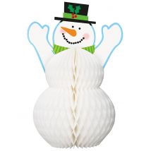 Centro Tavola Pupazzo Di Neve 30 Cm - Personaggi Di Natale - Grigio, bianco - Taglia Unica