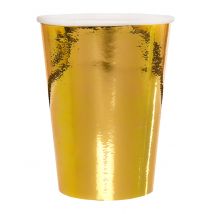 10 Bicchieri In Cartoncino Metallizzato Oro Da 25 Cl - Anni '20 - '30 - Oro - Taglia Unica