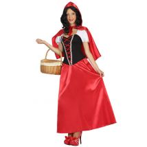 Costume Vestito Lungo Cappuccetto Donna - Personaggi Delle Fiabe - Rosso - M / L