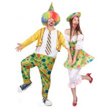 Costume Coppia Clown A Pois Adulti - Circo - Clowns - Multicolore - Taglia Unica