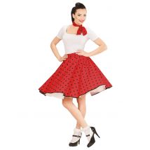 Costume Gonna E Foulard Rosso A Pois Donna - Anni '50 - Rosso - Taglia Unica