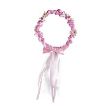 Corona Floreale Rosa Con Fiocco Bambina - Medievali - Rosa - Taglia Unica