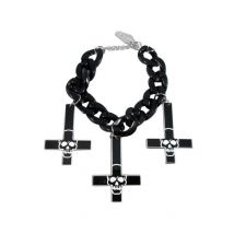 Bracciale Croci Nere Con Teschio Per Adulto - Magia E Orrore - Nero - Taglia Unica