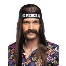 Fascia Nera Hippie Peace Per Adulto - Anni '60 - '70 - Nero - Taglia Unica