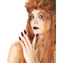 Kit Rossetto Rosso E Finte Unghie Insanguinate - Magia E Orrore - Nero - Taglia Unica