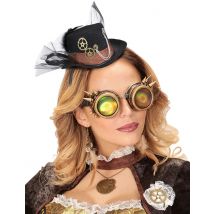Mini Cappello Con Velo Per Adulto Steampunk - Accessori Carnevale - Nero - Taglia Unica