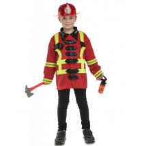 Costume Da Pompiere Con Accessori Per Bambino - Idee Regalo Natale - Rosso - 5/6 anni (110/116)