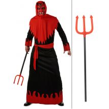 Set Costume Da Diavolo Con Forcone Halloween - Magia E Orrore - Rosso - Taglia Unica