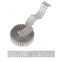 Nastro Per Pacco Con Strass Argentati 180 Cm X 2 Cm - Colori - Argento - Taglia Unica