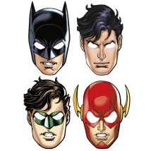 8 Maschere In Cartone Justice League Per Bambini - Supereroi - Multicolore - Taglia Unica