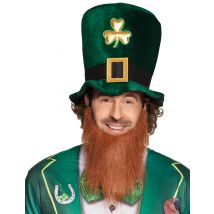 Cappello A Cilindro Con Trifoglio Dorato E Barba San Patrizio - Verde - Taglia Unica