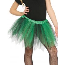 Tutù Nero E Verde Con Brillantini Da Bambina - Accessori Carnevale - Nero - Taglia Unica