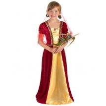 Costume Da Contessa Medievale In Rosso Per Bambina - Medievali - Rosso - M 7-9 anni (120-130 cm)