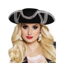 Cappello Da Pirata Nero E Argento Per Adulto - Pirati - Nero - Taglia Unica