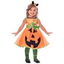 Costume Da Zucca Per Bambina - Zucche, Ragni - Arancione - 2-3 anni (86-94 cm)