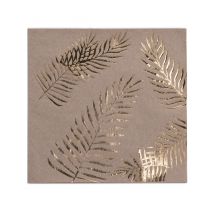 16 Tovaglioli In Carta Kraft Con Palme Dorate - Hawaï - Marrone - Taglia Unica