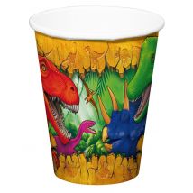 6 Bicchieri In Cartone Dinosauri 250 Ml - Animali - Multicolore - Taglia Unica