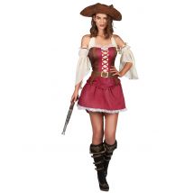 Costume Da Pirata Sexy Bordeaux Per Donna - Pirati - Rosso - M