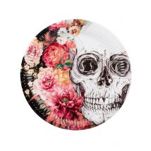 10 Piatti In Cartone Scheletro Con Fiori 23 Cm - Magia E Orrore - Multicolore - Taglia Unica