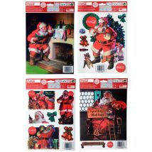 Decorazione Per Finestre Coca Cola 30x20 Cm - Personaggi Di Natale - Multicolore - Taglia Unica