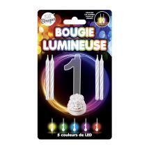 Candeline Luminose Led Numero 1 - Decorazione Atmosfera Compleanno - Grigio, bianco - Taglia Unica