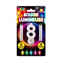 Candeline Luminose Led Numero 8 - Decorazione Atmosfera Compleanno - Grigio, bianco - Taglia Unica
