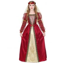 Costume Principessa Medievale Reale Bambina - Medievali - Rosso - 8 - 10 anni (140 cm)