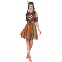 Costume Indiana A Frange Marroni Per Donna - Western - Marrone - XL