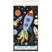 Tovaglia In Plastica Nera Universo 137 X 213 Cm - Astronauti E Alieni - Multicolore - Taglia Unica