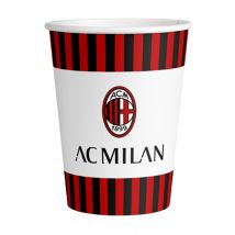8 Bicchieri In Cartone Ac Milan - Tifosi - Multicolore - Taglia Unica
