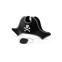 Cappello Pirata Con Copri Occhio Bambino - Pirati - Nero - Taglia Unica