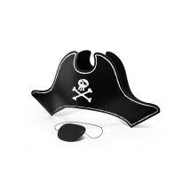 Cappello Pirata Con Copri Occhio Bambino - Pirati - Nero - Taglia Unica