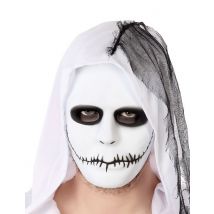Maschera Bianca Con Bocca Cucita Adulto - Magia E Orrore - Grigio, bianco - Taglia Unica