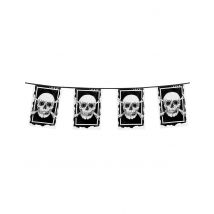 Ghirlanda 10 Bandierine In Plastica Pirata Jolly Roger - Decorazione Atmosfera Compleanno - Nero - Taglia Unica