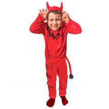 Costume Diavolo Classico Bambino - Magia E Orrore - Rosso - 3/4 anni (90/104 cm)