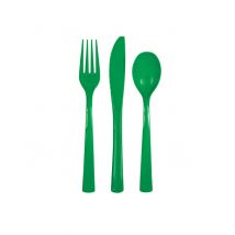 18 Posate In Plastica Verde Scuro - Giungla - Verde - Taglia Unica